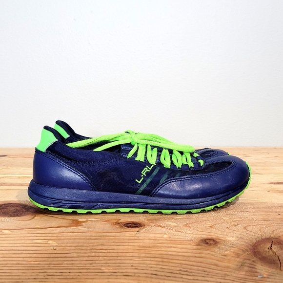 Lauren Ralph Lauren Falon Navy Blue Leather Shoes Sneakers Size 6B Youth - Picture 7 of 8